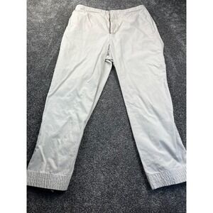 Eddie Bauer Pants Women Sz 12 Cotton Straight Cropped High Rise 25" Inseam Beige